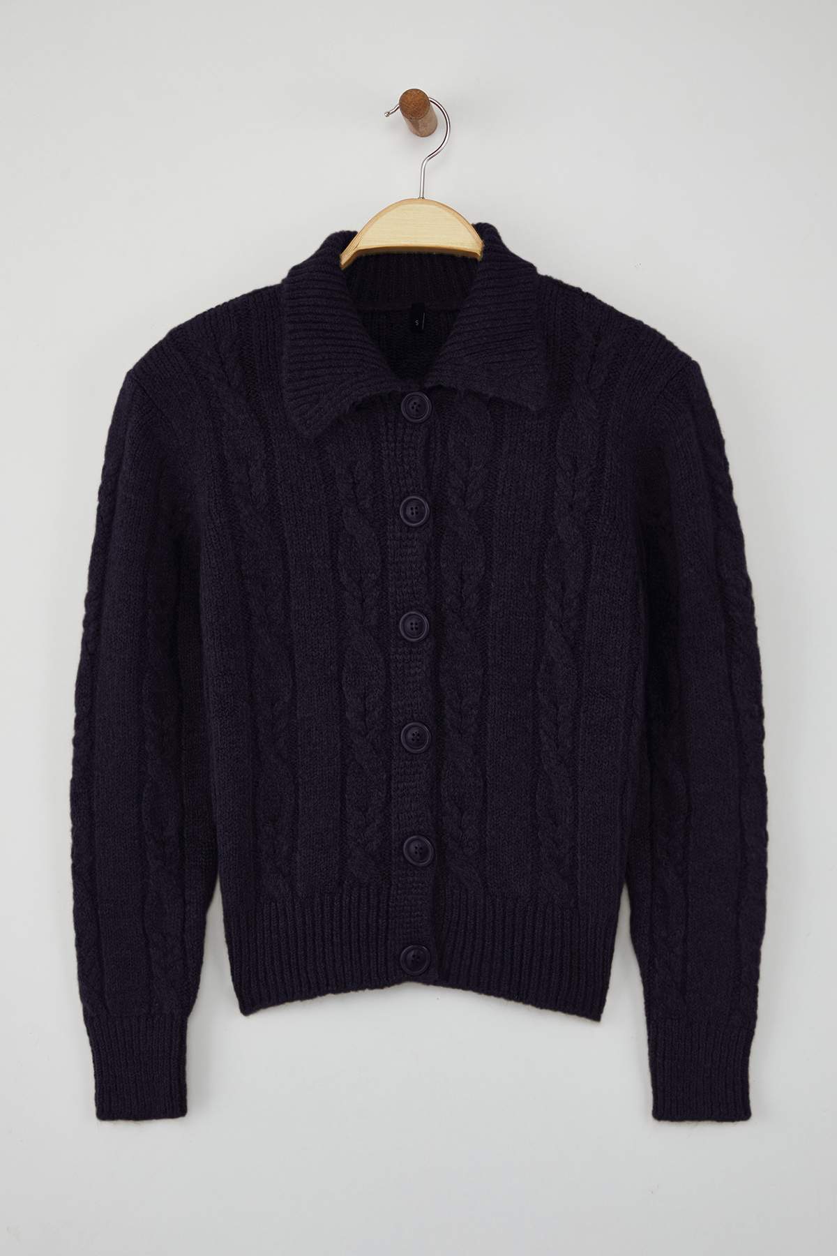 Trendyolmilla  Lacivert Saç Örgülü Yumuşak Dokulu Triko Hırka TWOAW26HI00230 - Görsel 5