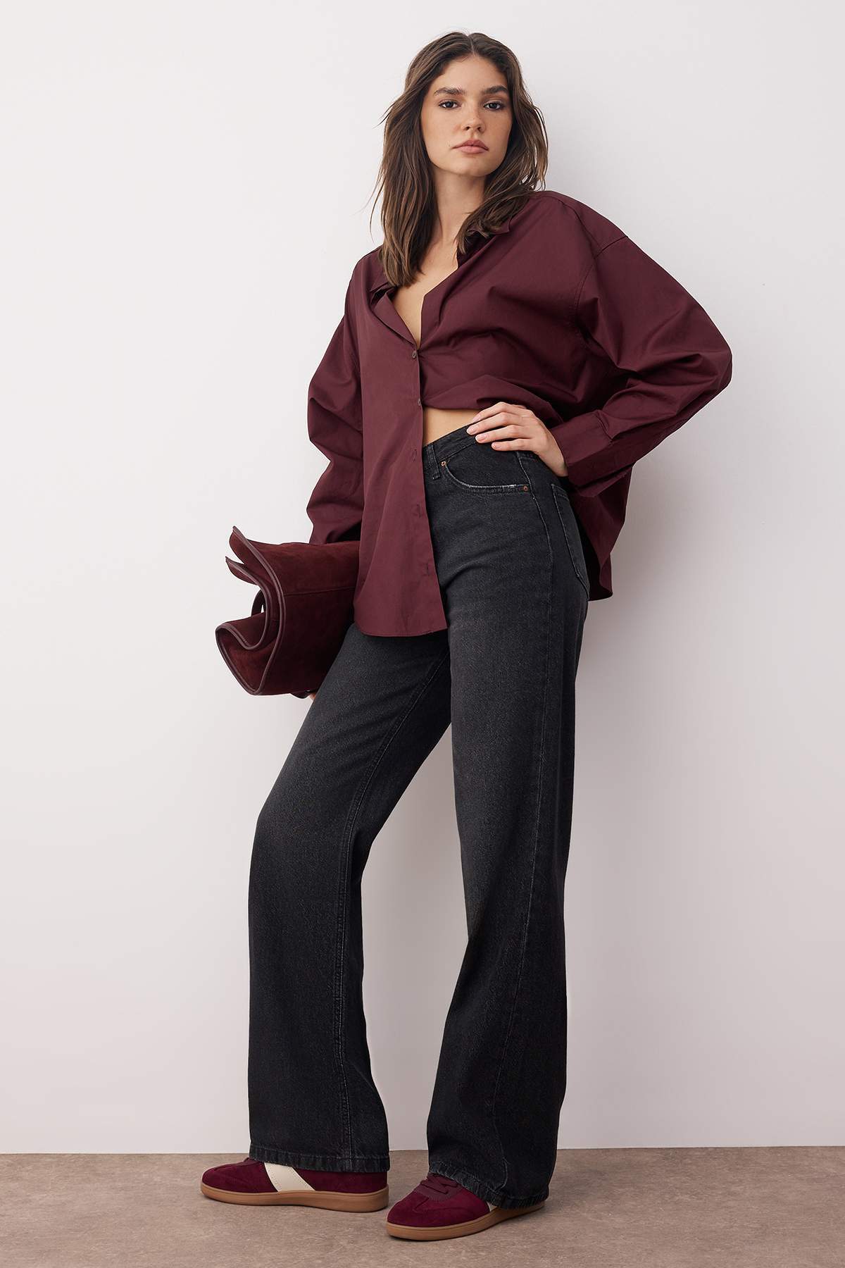 Trendyolmilla  Siyah Yüksek Bel Wide Leg Geniş Paça %100 Pamuk Non-Stretch Jeans TWOAW24JE00073 - Görsel 2