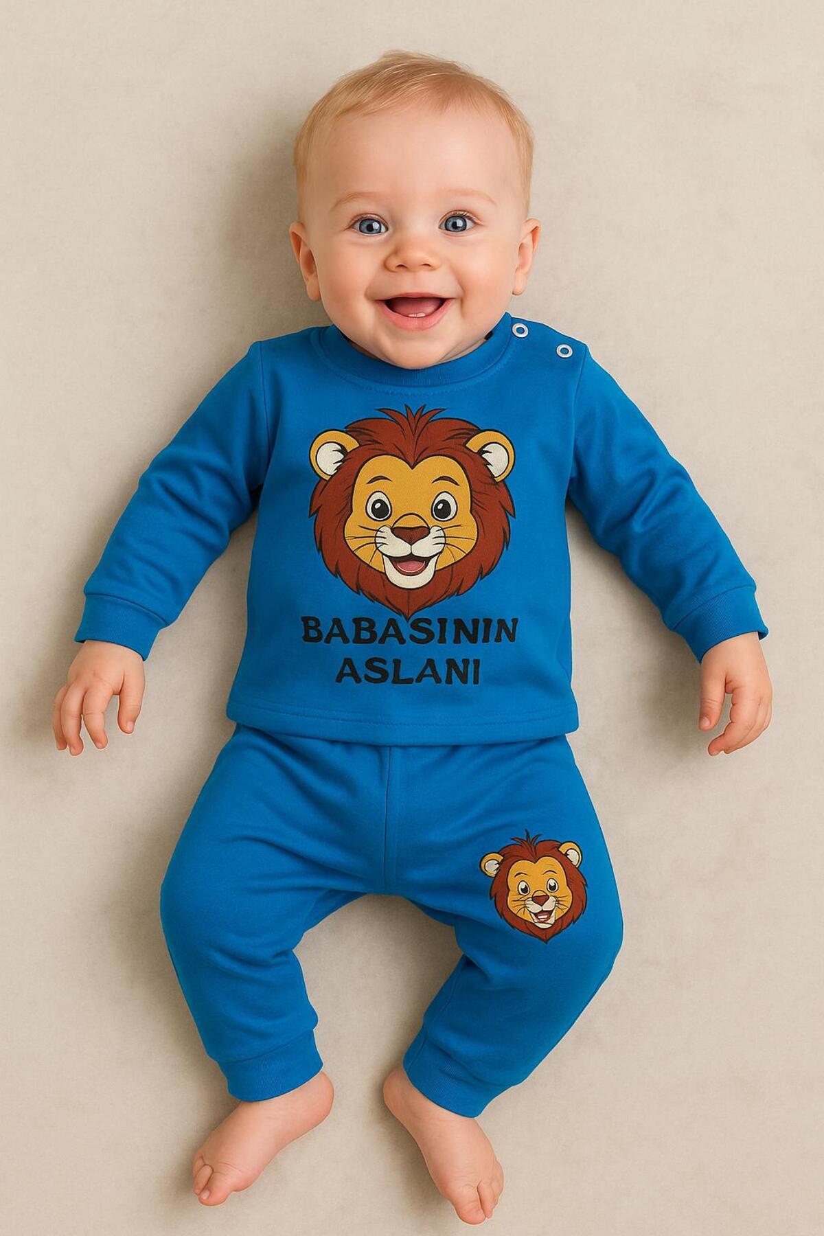 nevrankids Babasının Aslanı Erkek Bebek 2'li Takım - Mavi fotoğrafı 2 (önizleme)