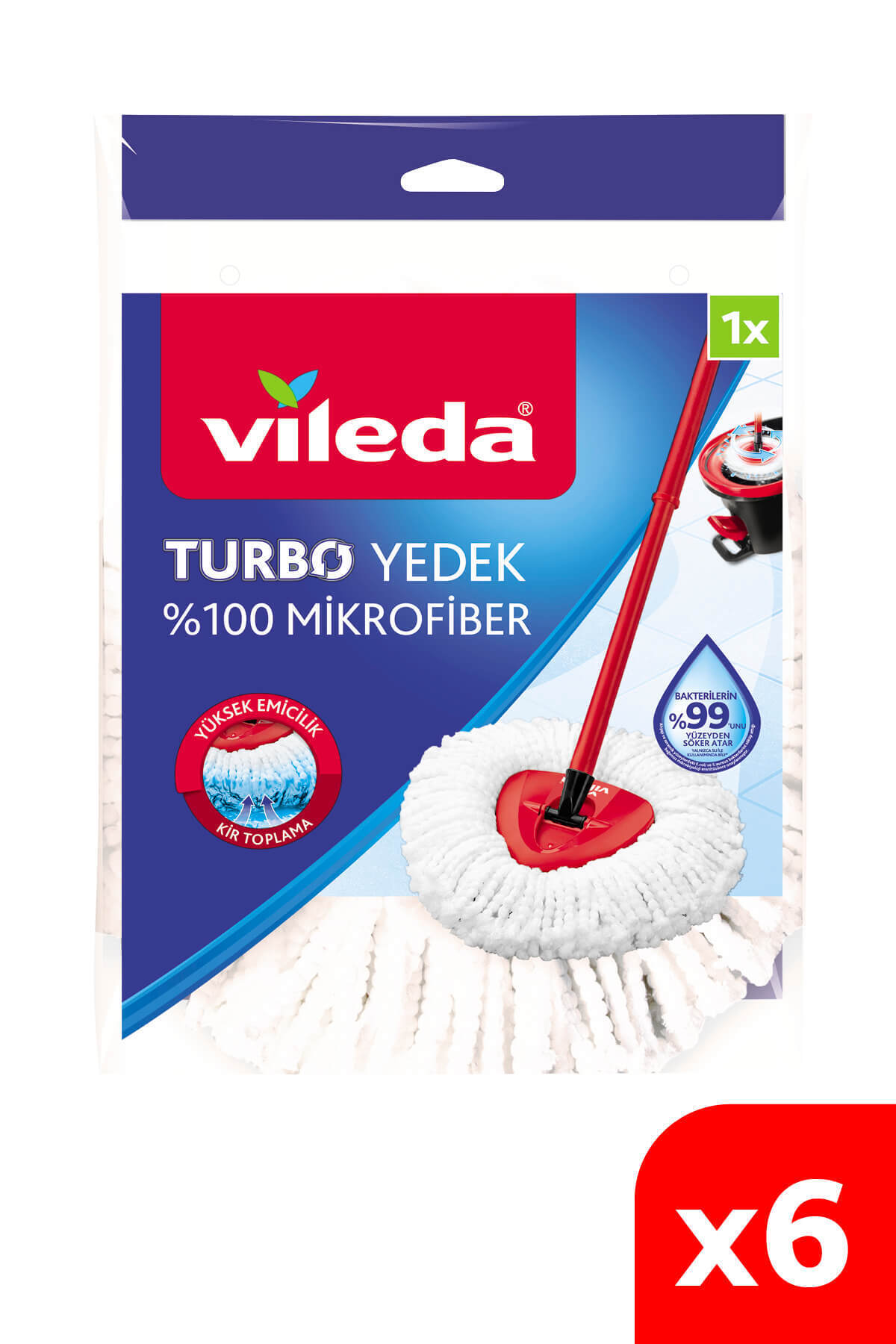 Vileda Turbo Üçgen Başlık Mikrofiber Yedek Paspas 6 Paket