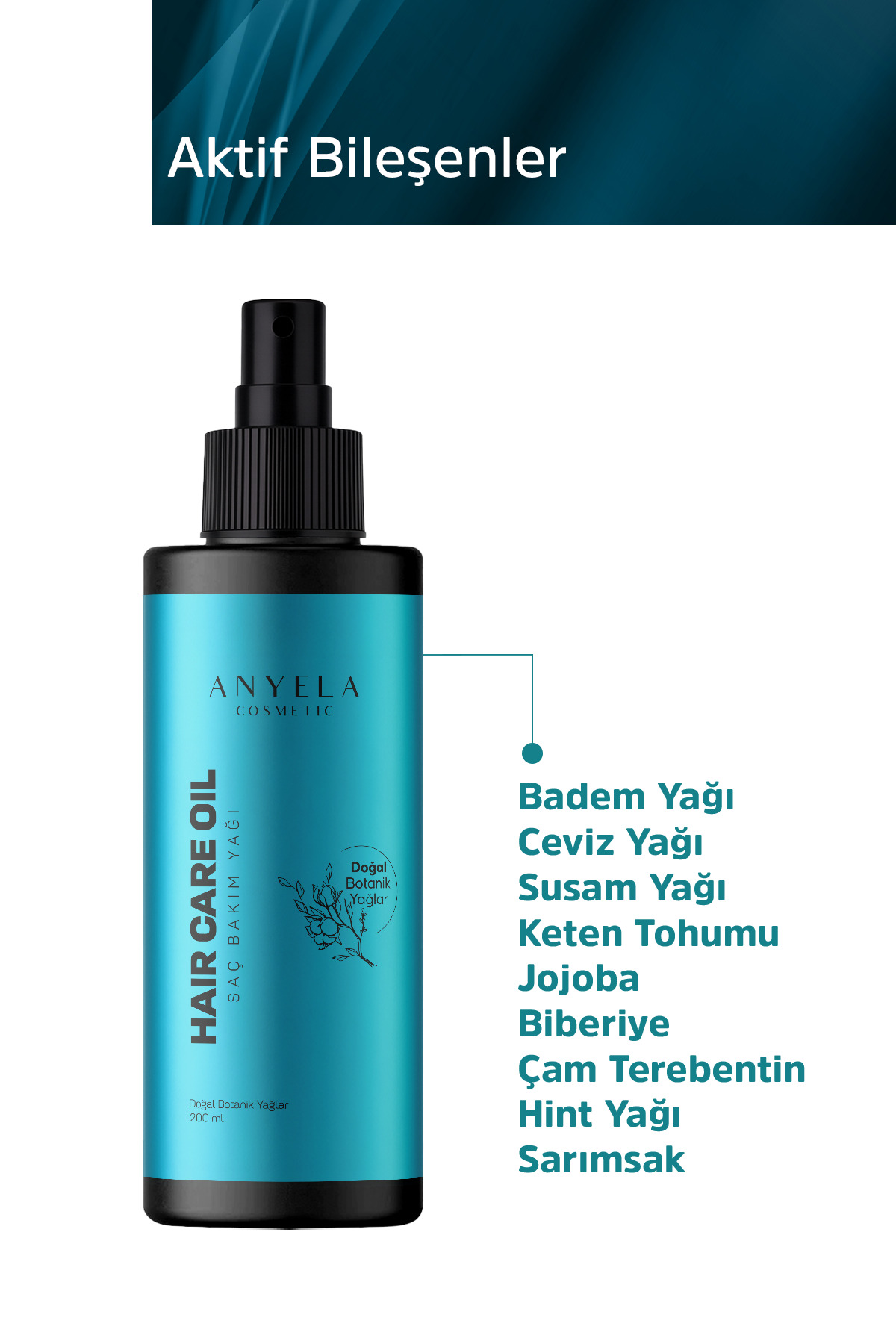 Bitkisel Saç Bakım Yağı 200 ml — sacbakımyağı — تصویر 2 از 4
