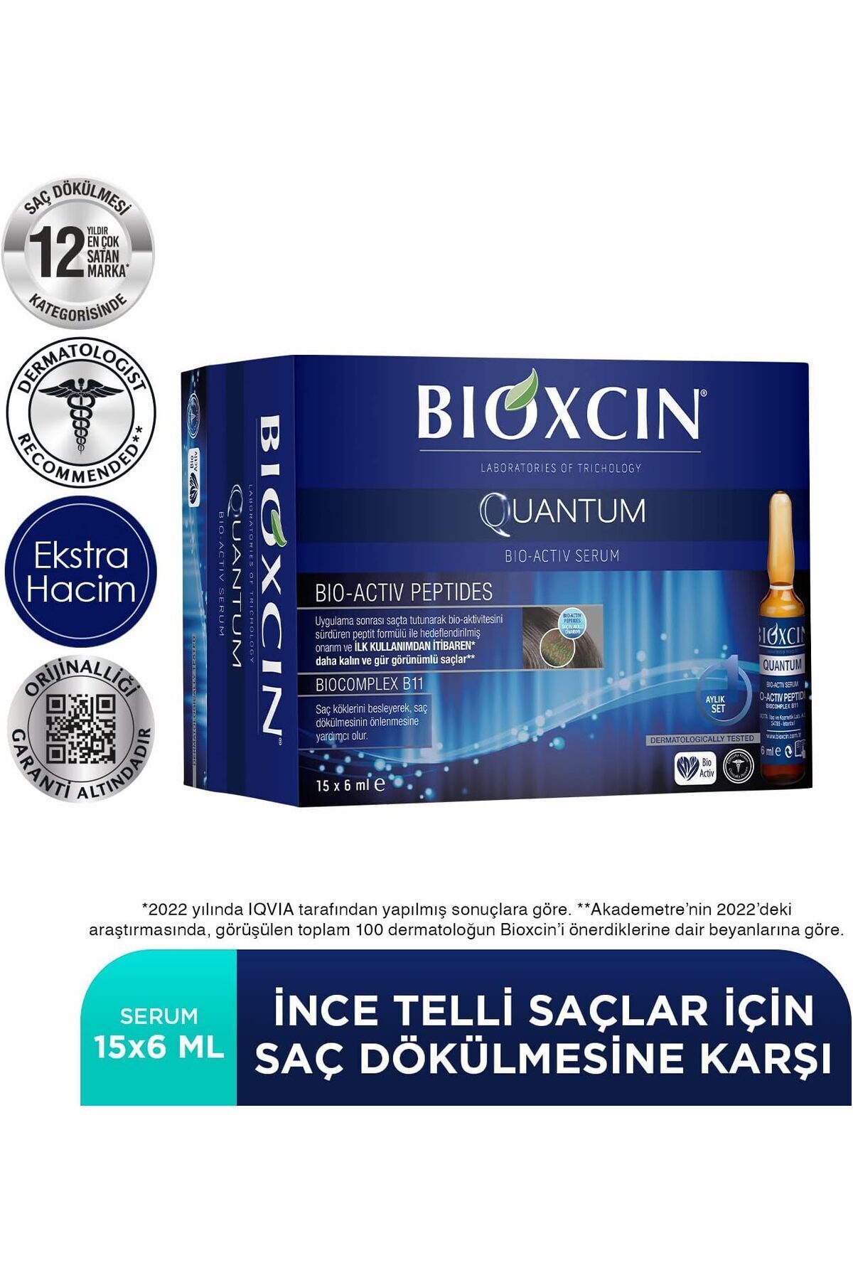 Bioxcin Quantum Extra Volume and Strengthening Hair Care Serum 15 X 6 ml