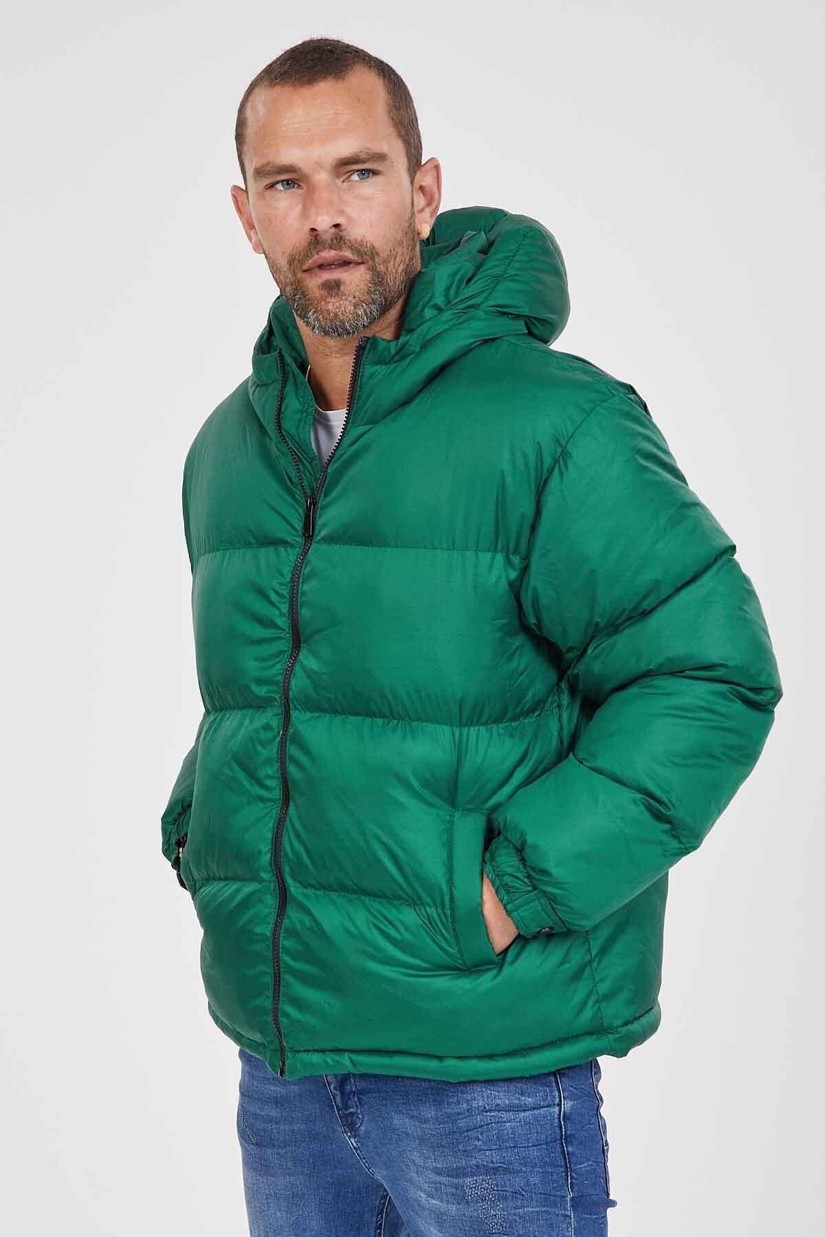 Kevin-Jachetă pufă cu glugă pentru bărbați K220 verde 3