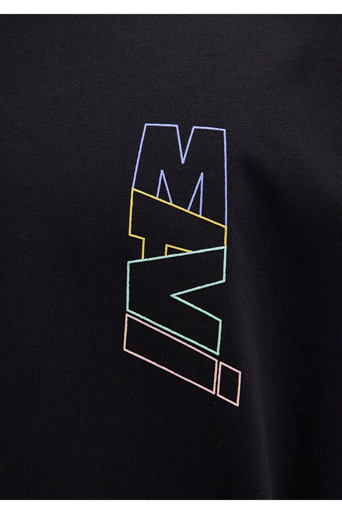 Mavi-Schwarzes T-Shirt mit Logo-Rückendruck, lockere Passform / lockere, entspannte Passform 0612350 -900 7