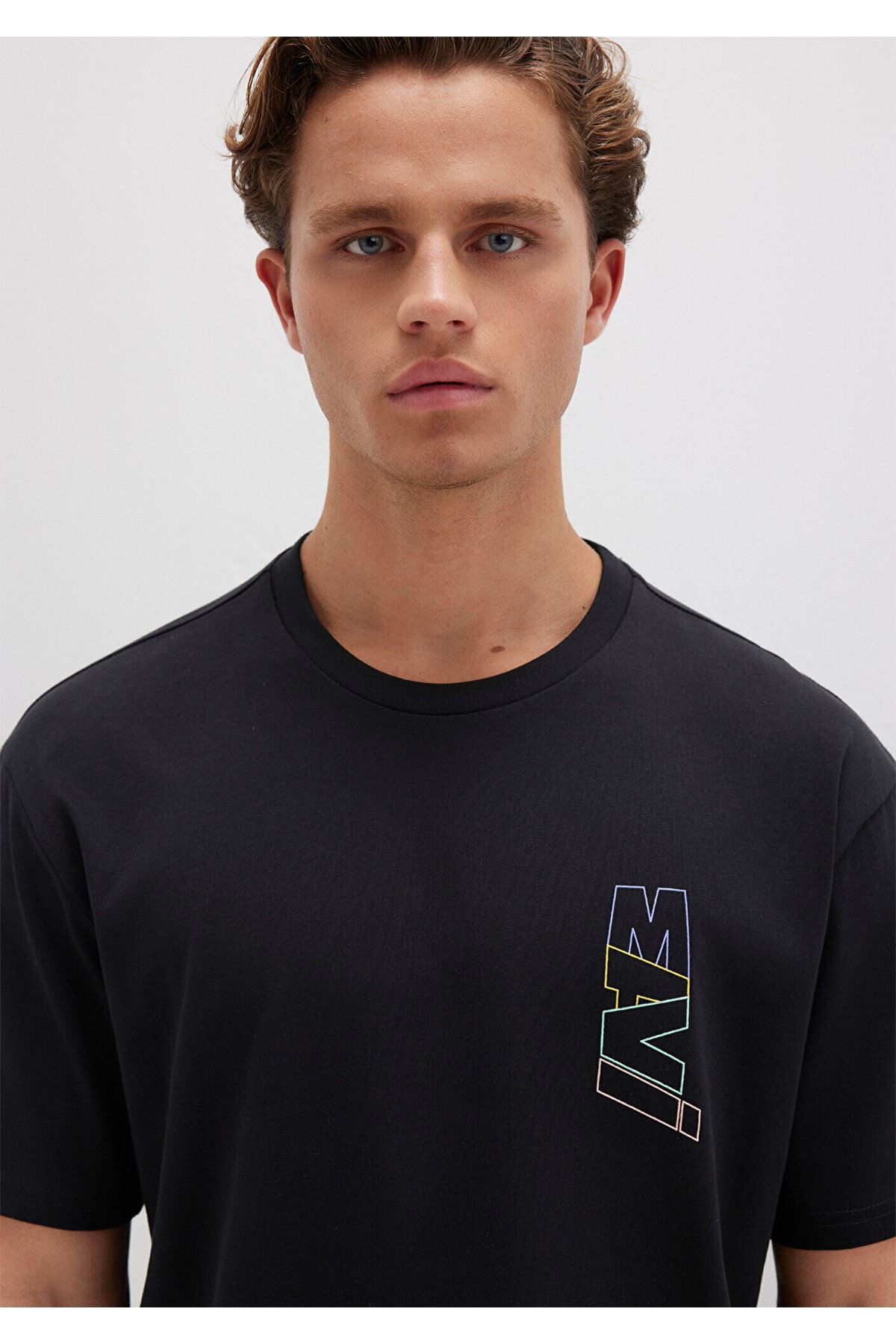 Mavi-Schwarzes T-Shirt mit Logo-Rückendruck, lockere Passform / lockere, entspannte Passform 0612350 -900 6