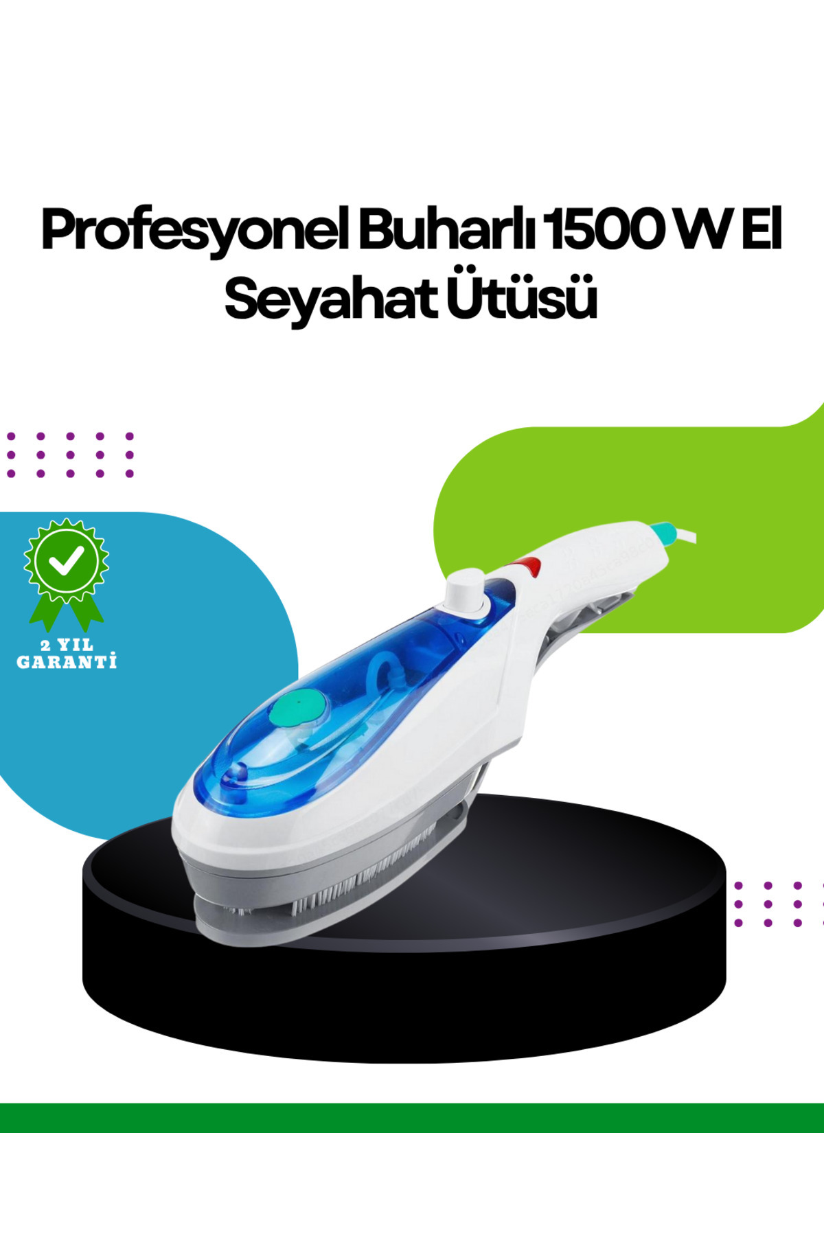 GRTC Taşınabilir Buharlı Ütü 1500W | Giysilerde Yanık Bırakmaz, Kokuyu Giderir