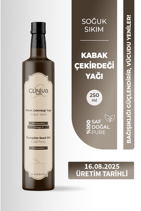cliniva Kabak Çekirdeği Yağı %100 Doğal Soğuk Sıkım 250ml Yağ