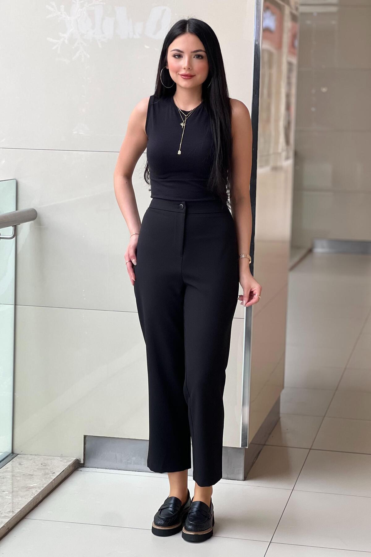 sentez giyim-Synthesis One Button Pants with Elastic Back 1