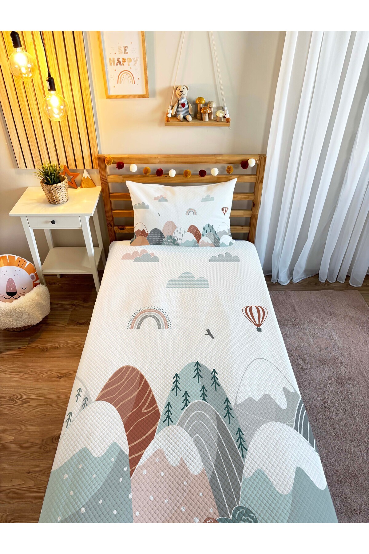 Evmila Dağ Desenli Bebek Ve Çocuk Baskılı Tek Kişilik Pike Takımı 160 X 220 Cm beyaz fotoğrafı 5 (önizleme)