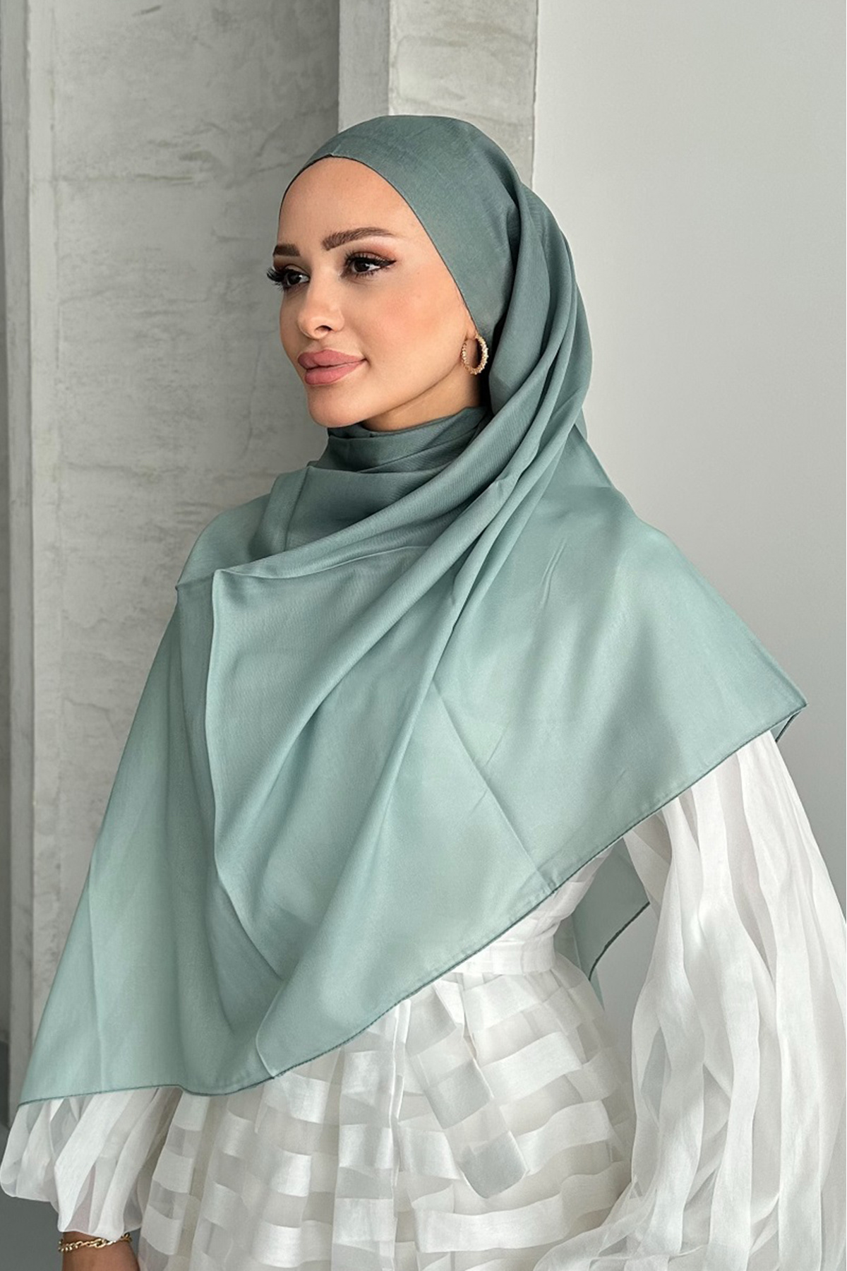Stella Eşarp-Aural Çağla Color Gradient Pattern Soft Cotton Shawl 3
