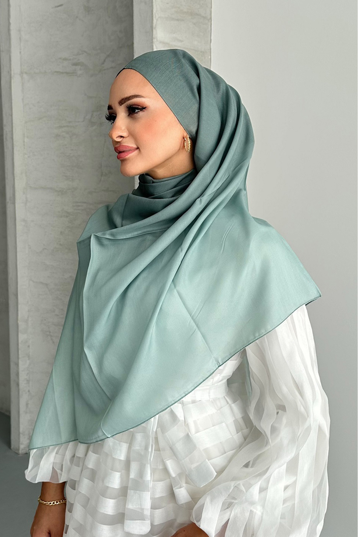 Stella Eşarp-Aural Çağla Color Gradient Pattern Soft Cotton Shawl 5
