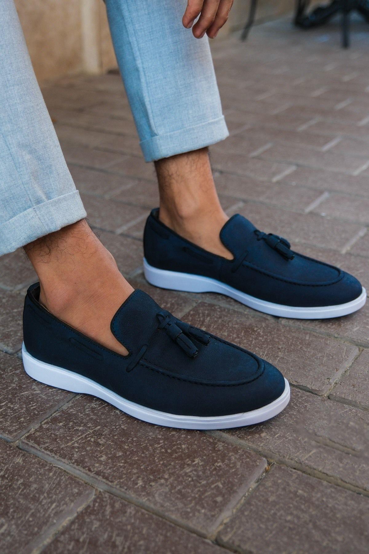 Mubiano-Γνήσιο δέρμα 22107-LCV Nubuck Navy Blue Thin Sole Tassel Ανδρικά Loafer & Casual παπούτσια 6