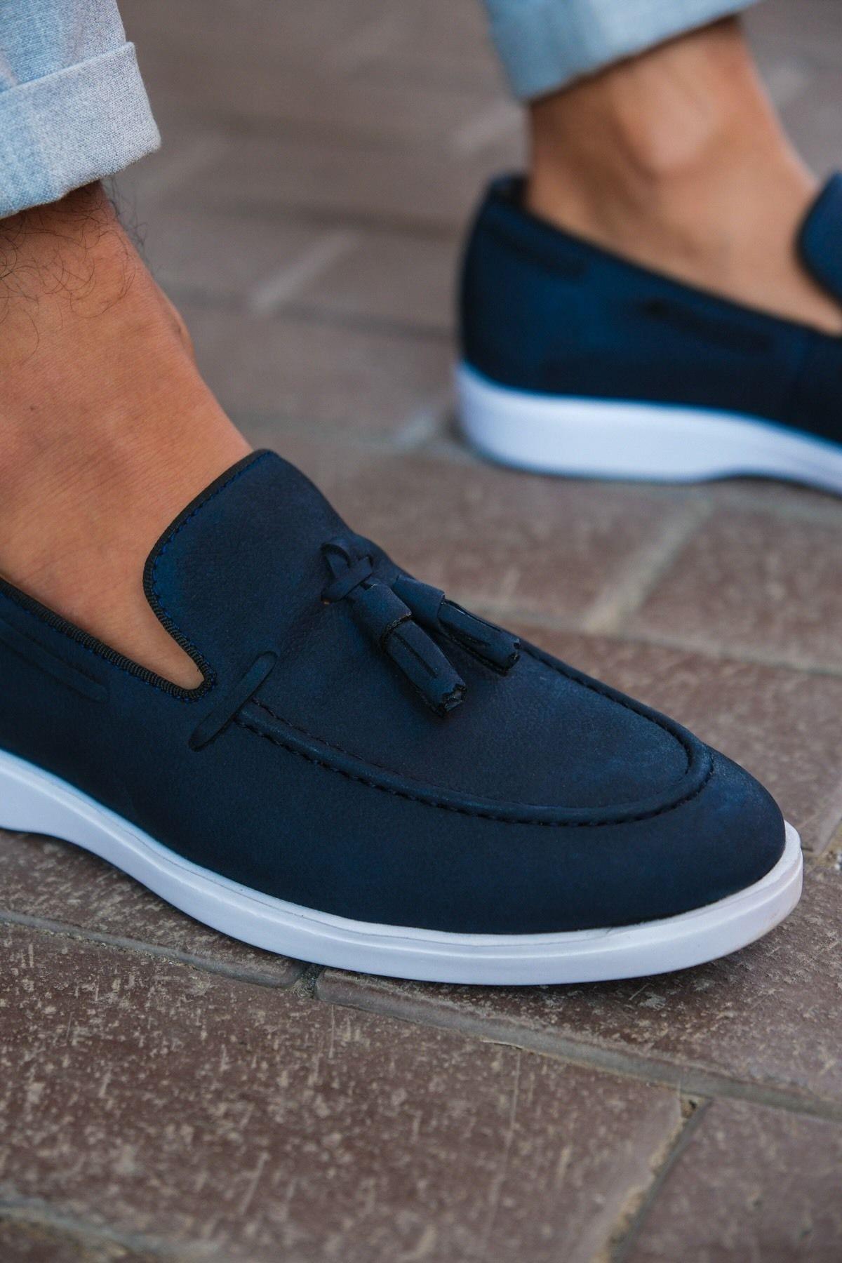 Mubiano-Γνήσιο δέρμα 22107-LCV Nubuck Navy Blue Thin Sole Tassel Ανδρικά Loafer & Casual παπούτσια 7