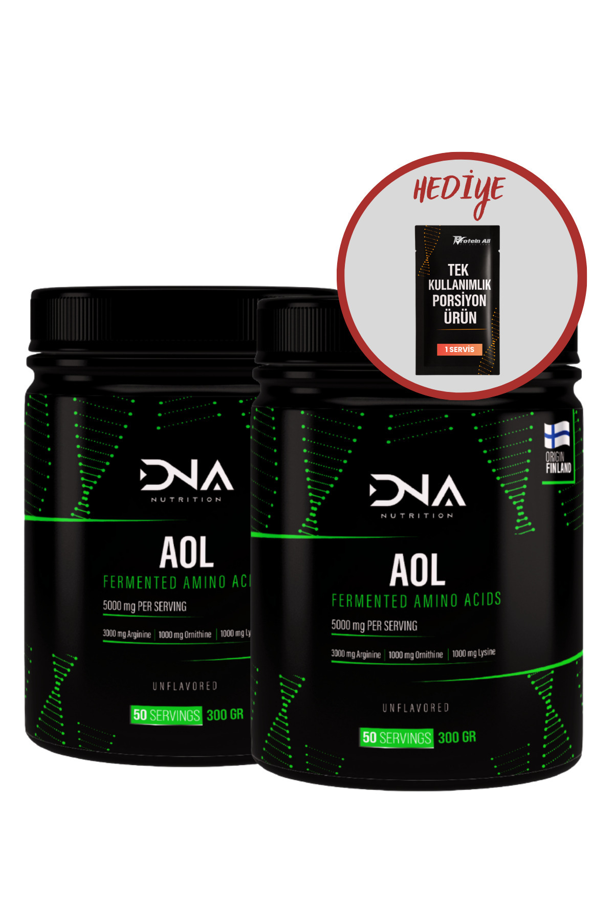 Dna Nutrition Aol (Arjinin, Ornitin Ve Lizin) 300gr X 2 Adet (TOPLAM 600GR - 100 SERVİS)