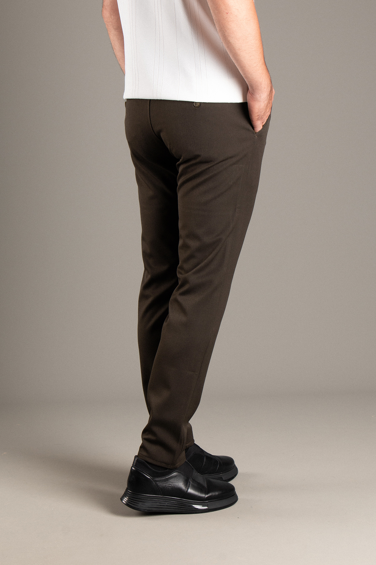 ZEKİ ÖZER  ERKEK KAHVERENGİ KANVAS KETEN PANTOLON - Görsel 4