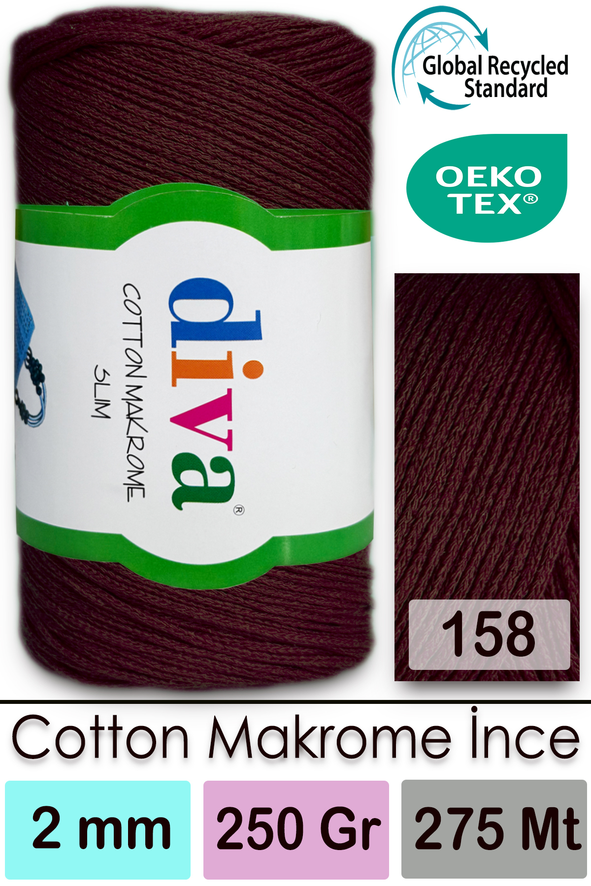 Diva Cotton Macrome Thin 158 Eggplant