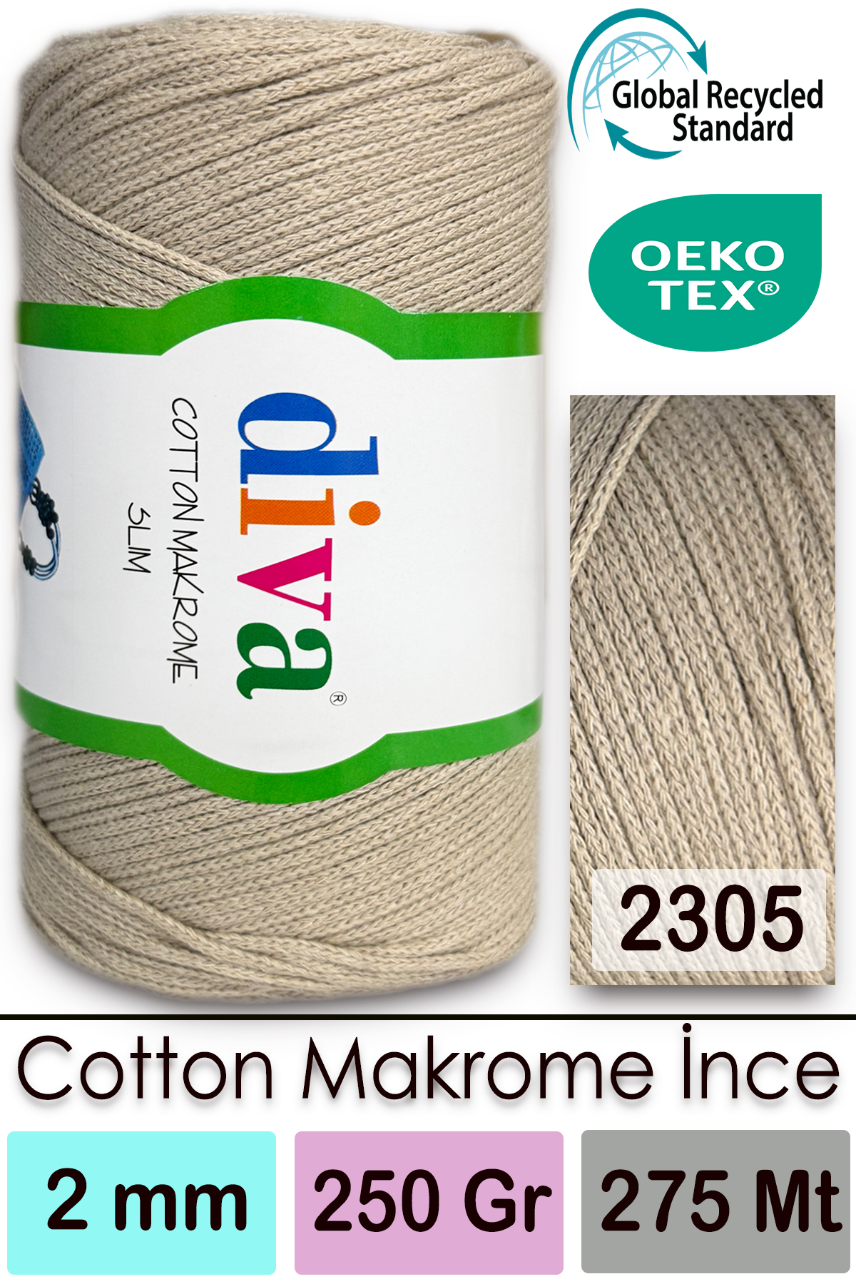Diva Cotton Macrome Thin 2305 Light Beige
