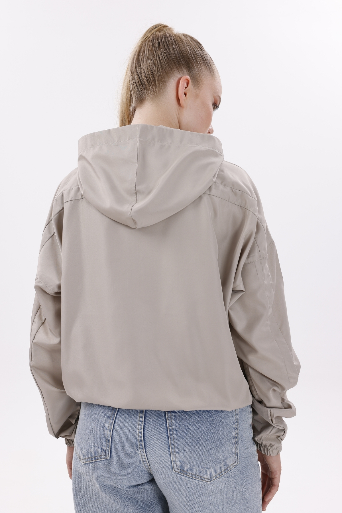 freemen  Kadın Taş Kapüşonlu Su Ve Rüzgar Geçirmez Oversize Yağmurluk - Rüzgarlık - Görsel 6