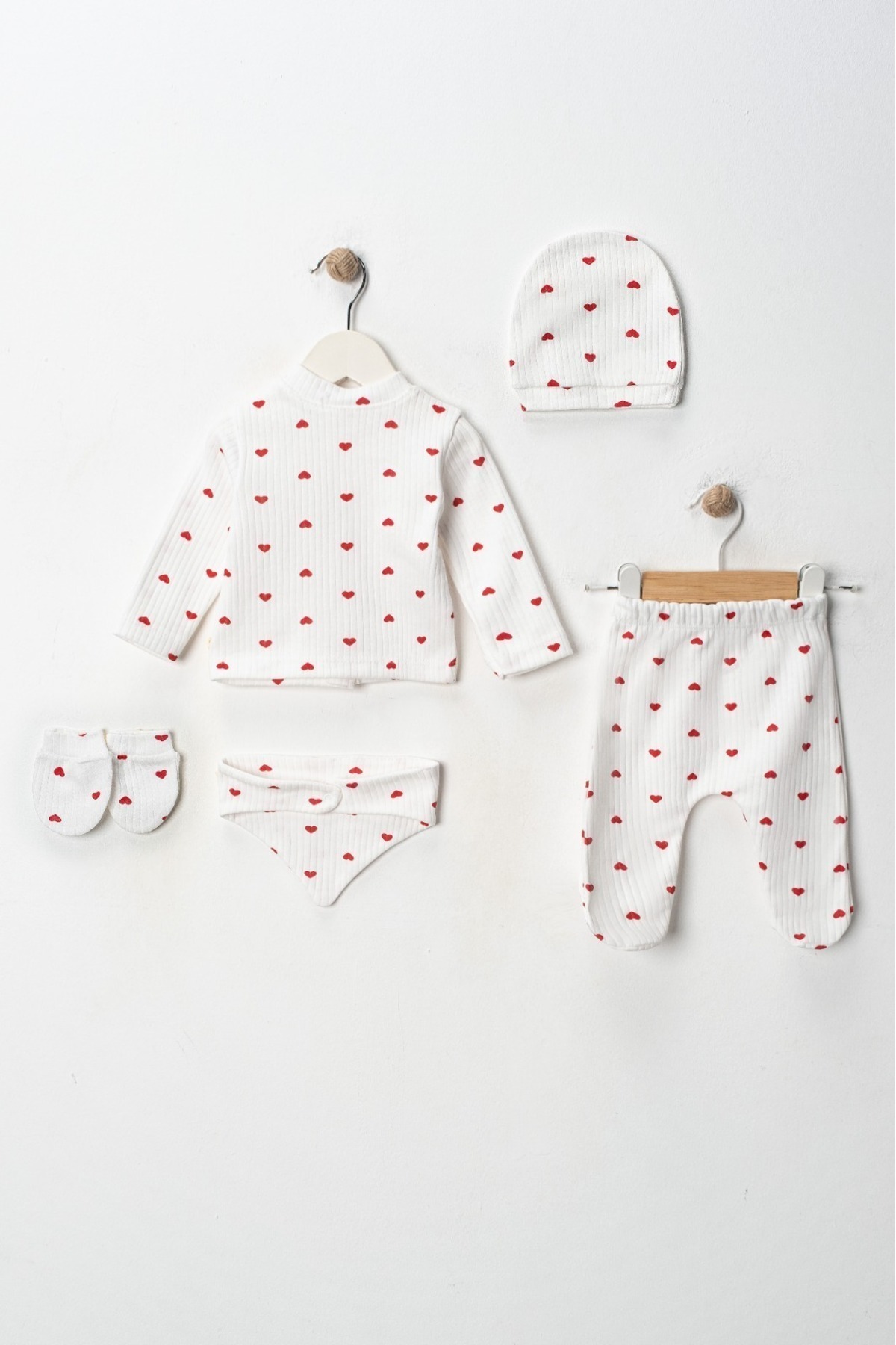 ENİA BABY Yenidoğan Bebek Desenli 5 Parça Hastane Çıkış Seti Kız Bebek Erkek Bebek Yenidoğan fotoğrafı 4 (önizleme)