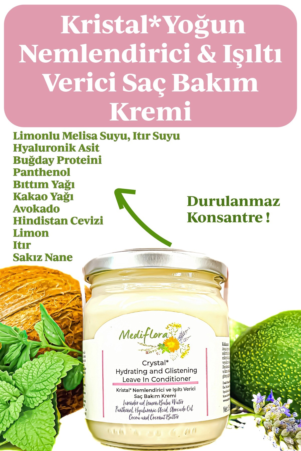 Mediflora Kristal* Nemlendirici ve Işıltı Verici Saç Bakım Kremi (Durulama Gerektirmeyen Formül) — 0002