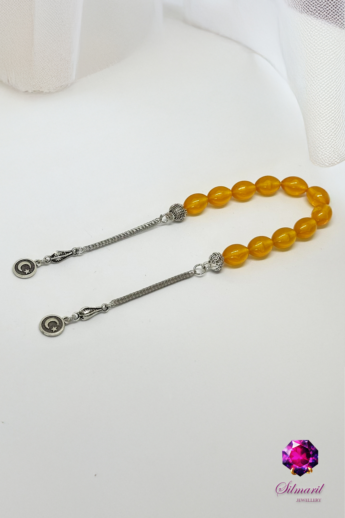 Kişiye Özel Harfli Erkek Hediyelik Kehribar Zaza Tesbih Hareli Sarı