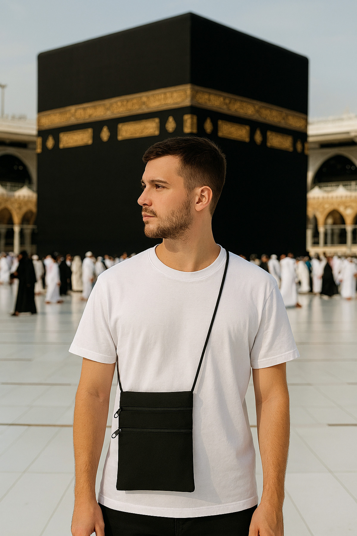 chulfa hac umre bez boyunluk cüzdan 2 bölmeli 15x20cm