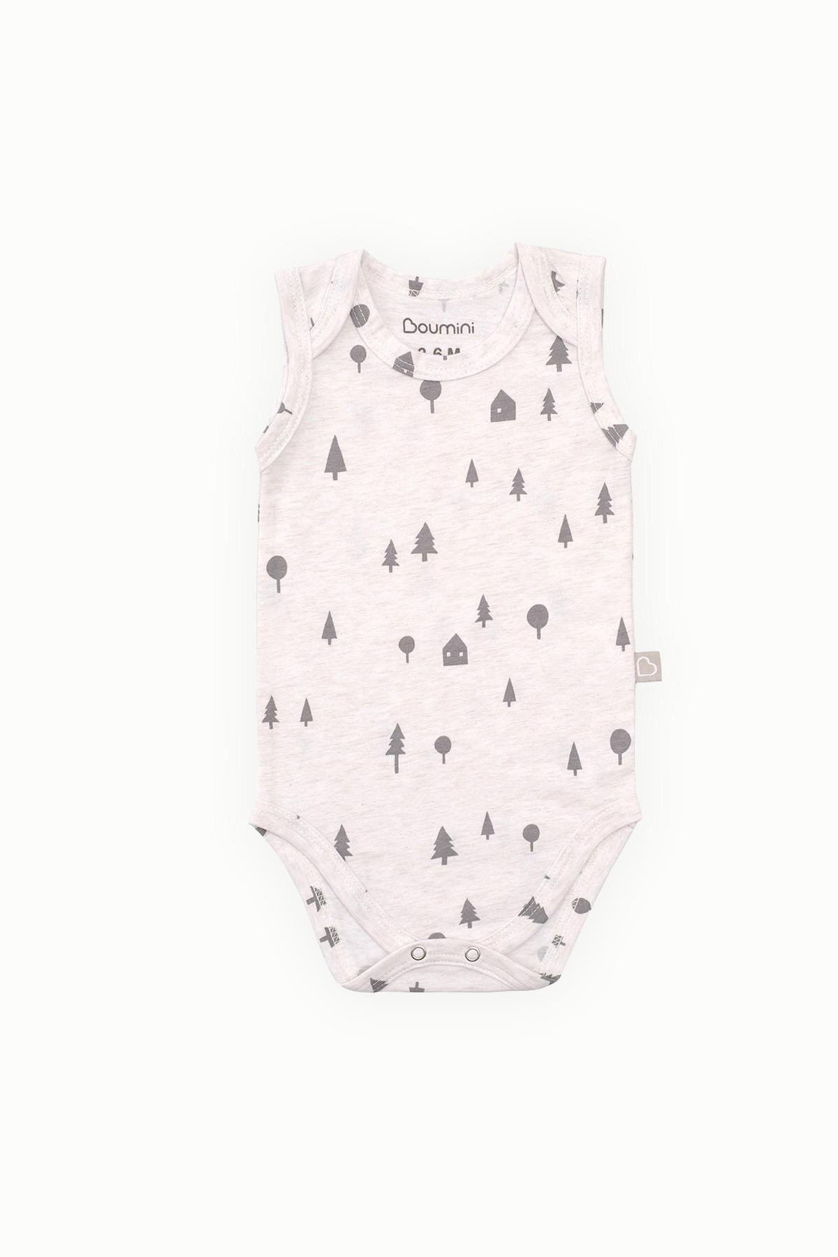 Boumini Pamuklu Bebek Çıtçıtlı Atlet Süprem Body Çam Ormanı Bej fotoğrafı 2 (önizleme)