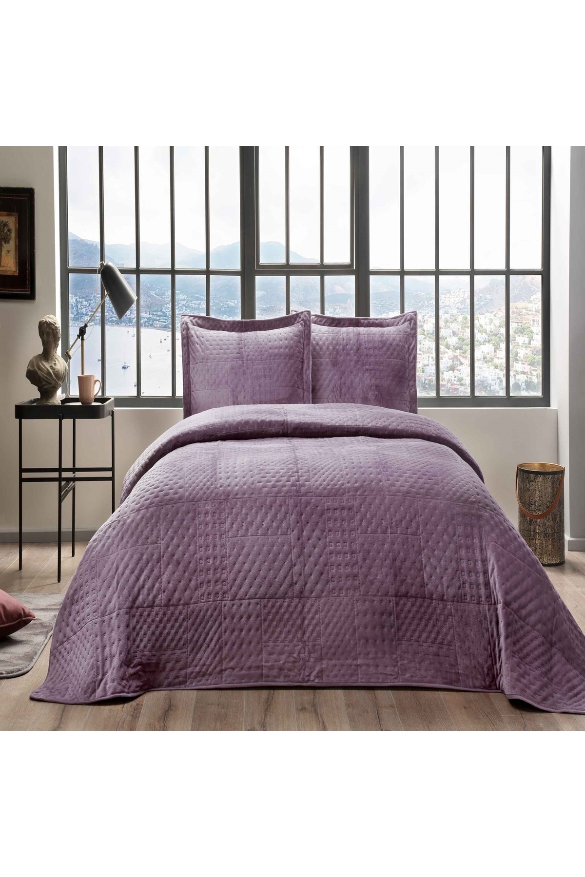 Taç-Alvin Bedspread Set, Single Plum 3
