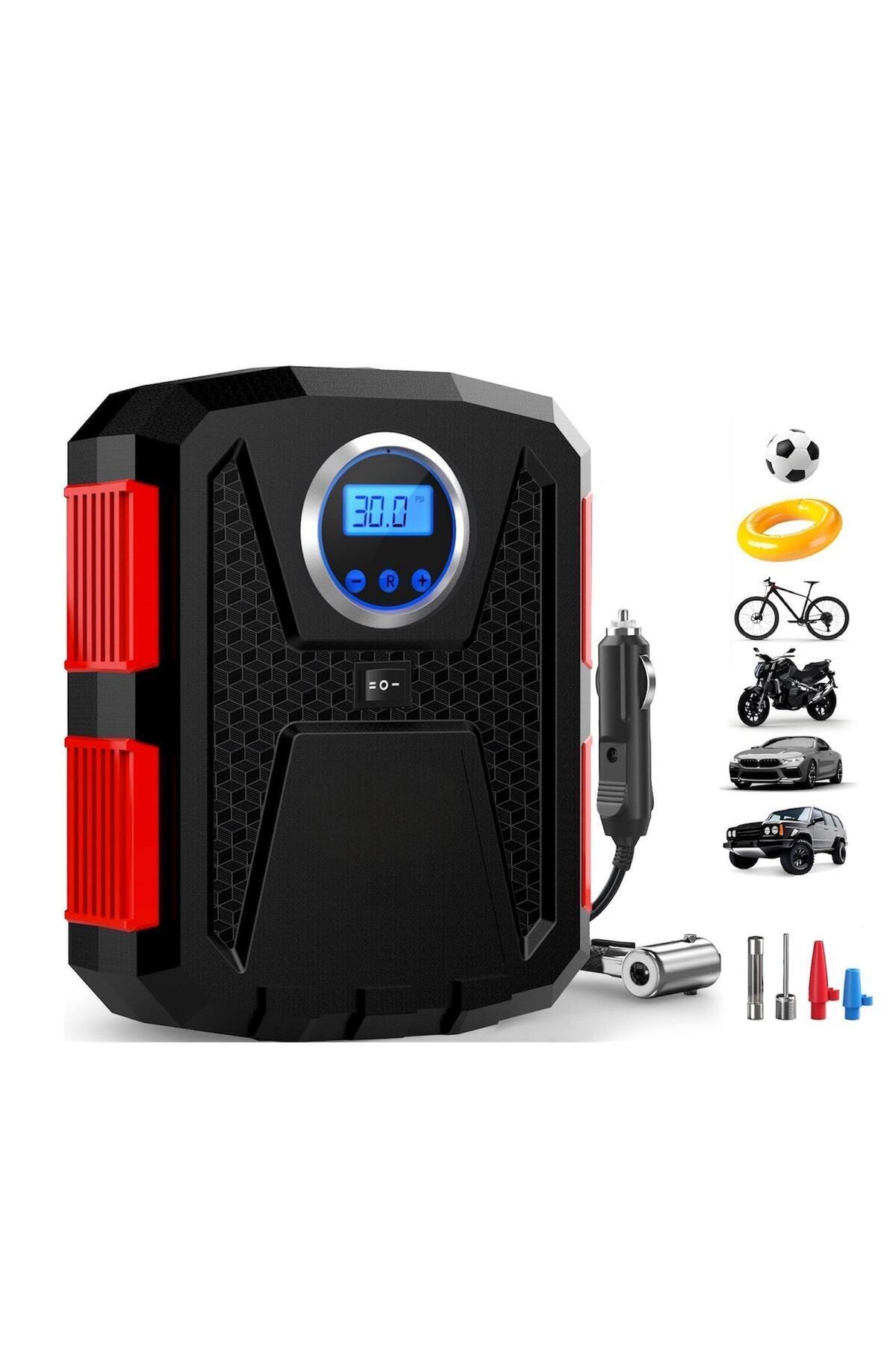 Enshall Araç Çakmaklık Uyumlu Kablolu Led Işıklı Araç Motor Bisiklet Top vs. Lastik Şişirme Hava Kompresörü