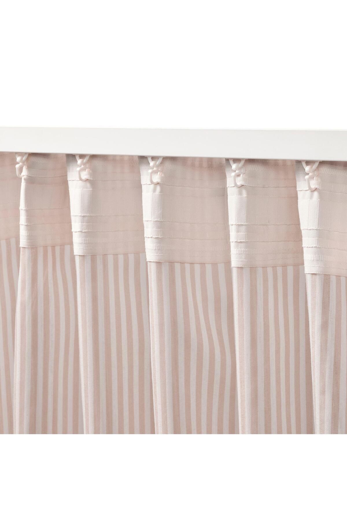 IKEA-Fon Curtain/2 Wings, White-Beige Color-Striped Model 120X300 cm 2