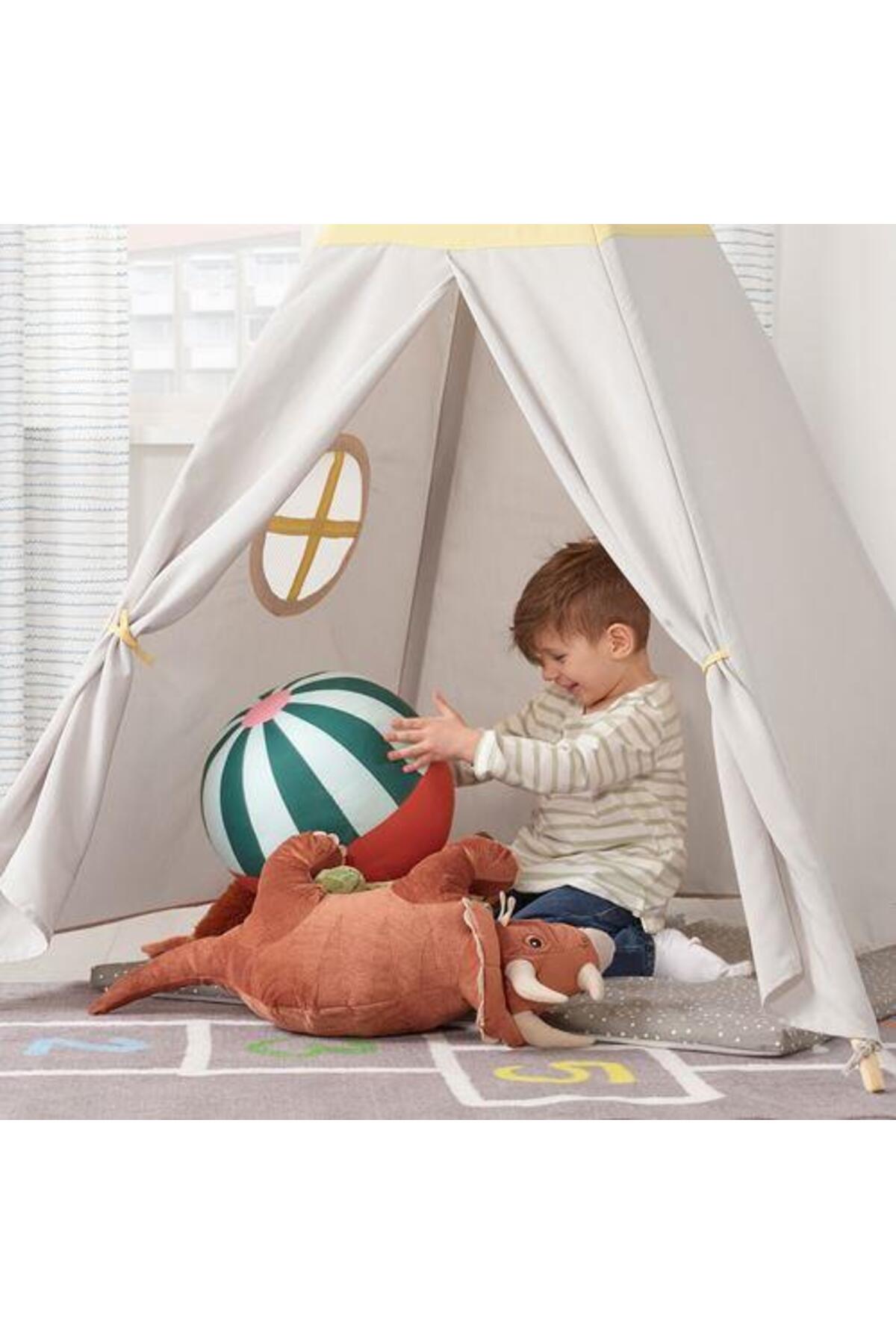 IKEA Çocuk Oyun Çadırı MeridyenDukkan Gri-Sarı 164 cm Katlanır Çadır Oyun Evi fotoğrafı 2 (önizleme)