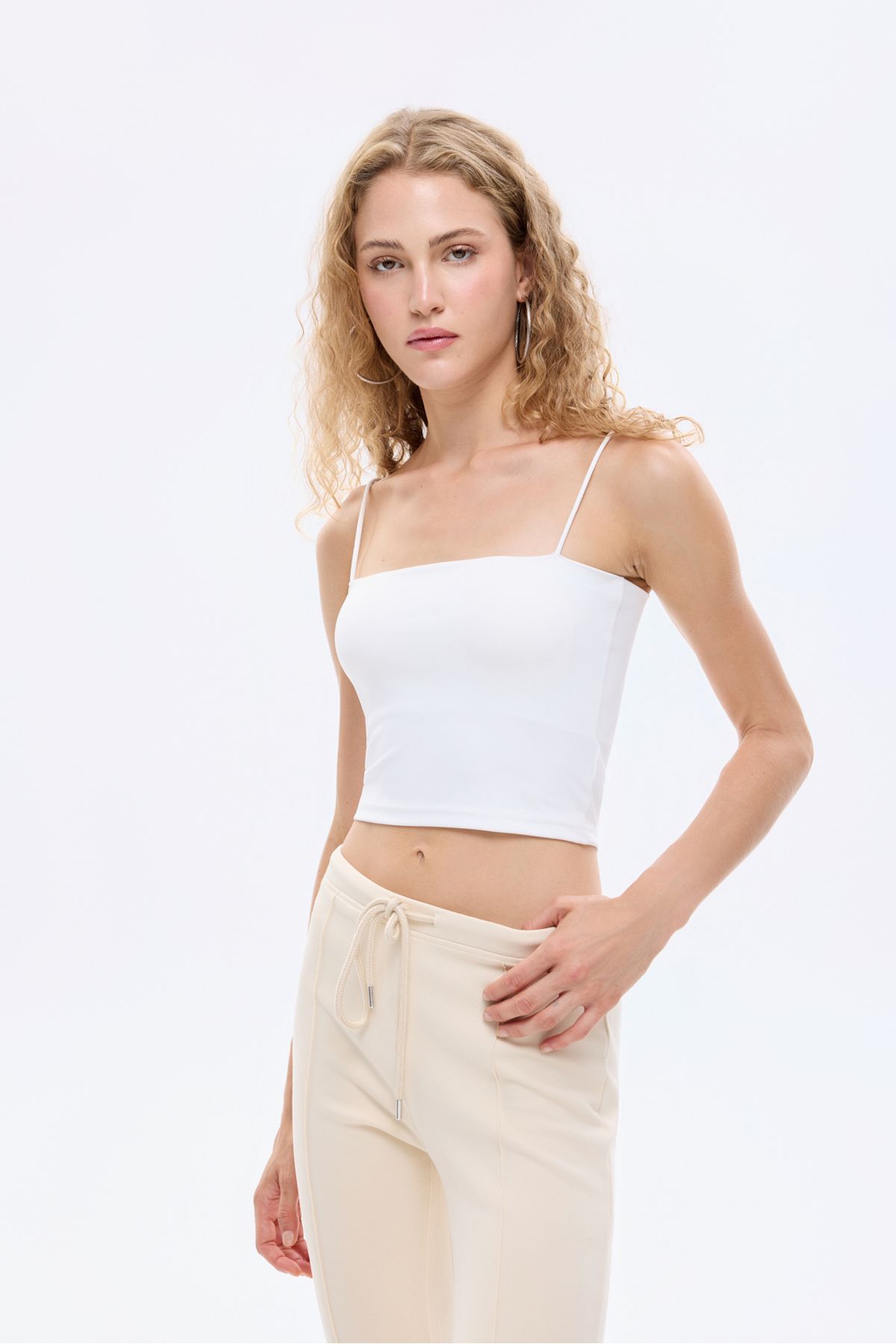 Quzu-Κρεμαστό με σχοινί Basic Crop Singlet Ecru 4