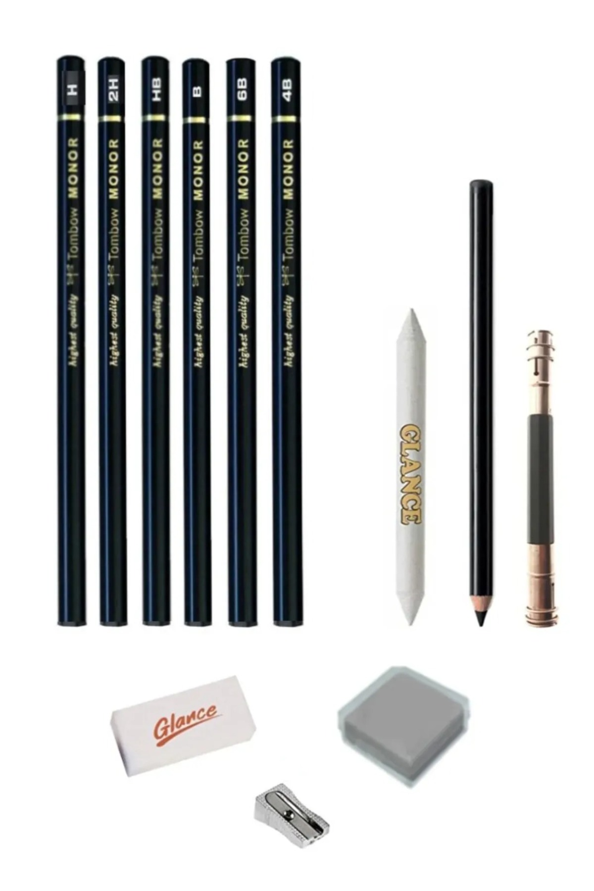 GLANCE Tombow Monor Dereceli Kalemi 12 Parça Çizim Eskiz Seti