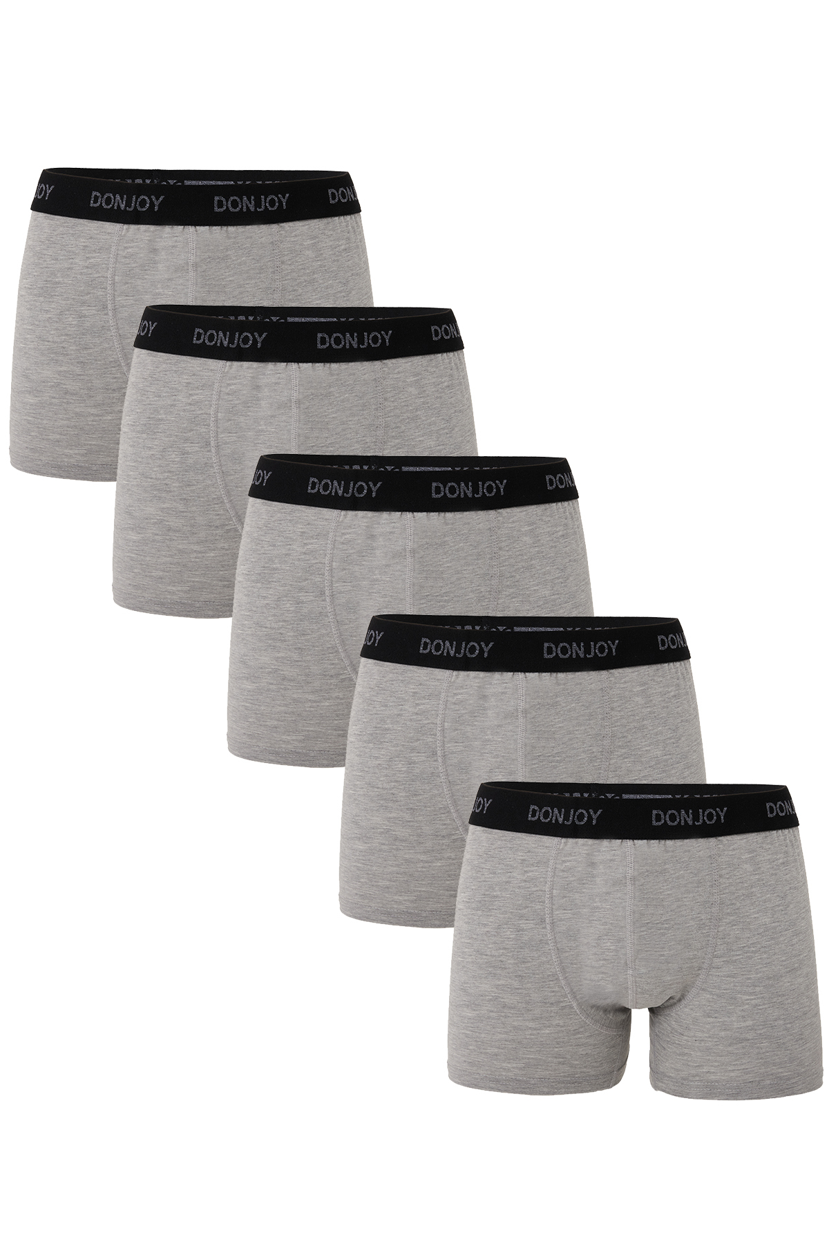 don joy Erkek 5'li Pamuklu Likralı Penye Beli Lastikli Gri Boxer