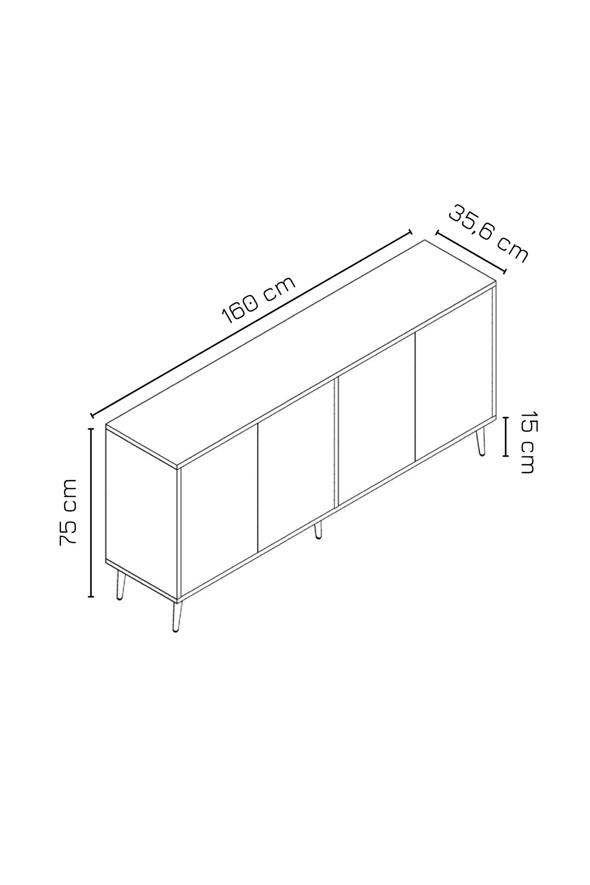 Lara 160 cm Konsol | Antrasit - Antrasit 6