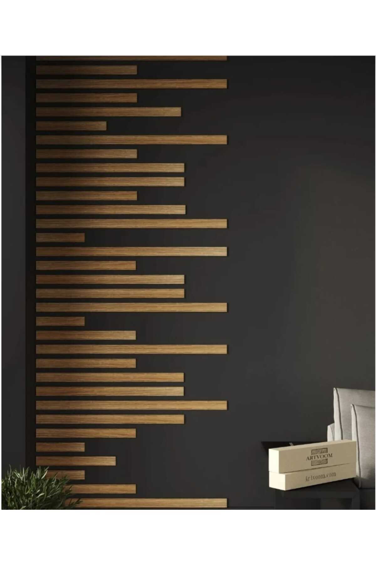 Lx Wall Decoration Moulding 5 Different Sizes(100CM 80CM 60CM 40CM 20CM)25 Pieces Panel Walnut Color Coffee Pot