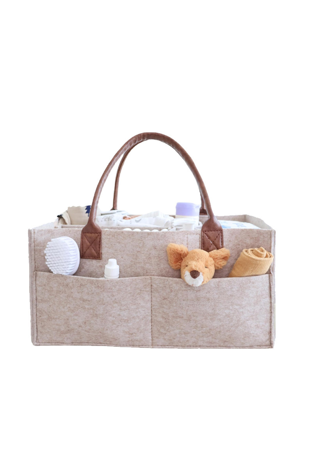Choice A Baby Felt Storage Nursery Organizer Basket Infant Diaper Bag with Handle Caddy Changing Nappy Kid.