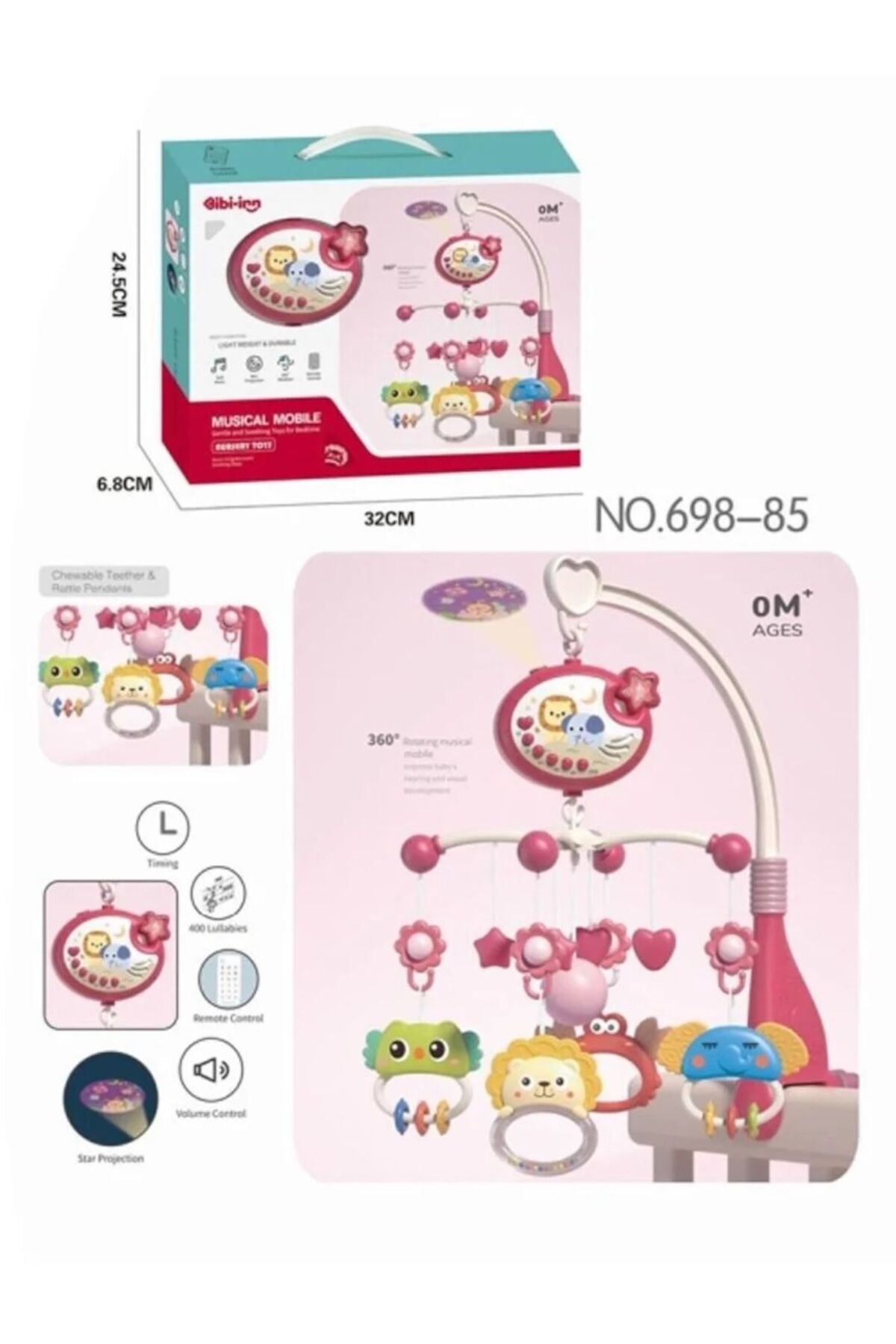 BYCEGU 90434 PEMBE RENK IŞIKLI VE MÜZİKLİ OYUNCAK BEBEK DÖNENCESİ BİR ADETTİR fotoğrafı 3 (önizleme)