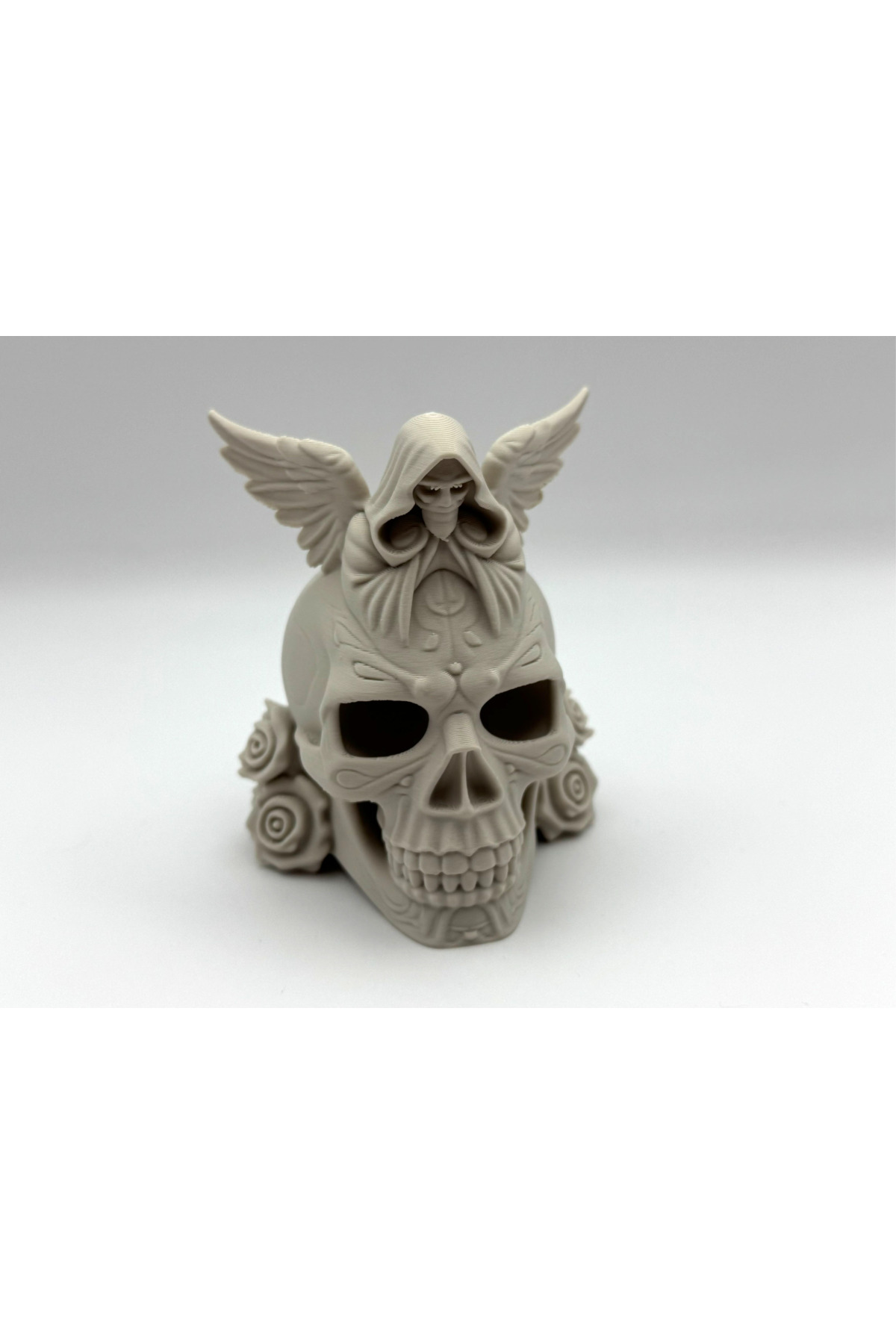 Gül İşlemeli Kafatası – 10 cm Halloween Rose Skull 3D Baskı