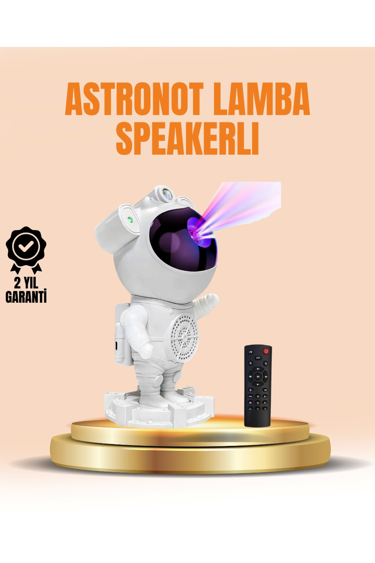 Majeur Bluetooth ve Dahili Ses Özellikli Astronot Projeksiyon Lambası