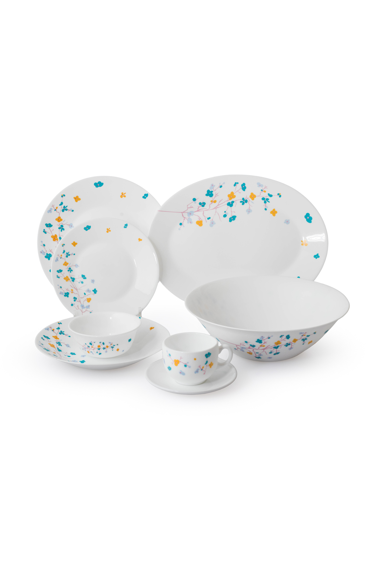 طقم سفرة من زجاج الأوبال 76 قطعة لعدد 12 شخص بنقشا...