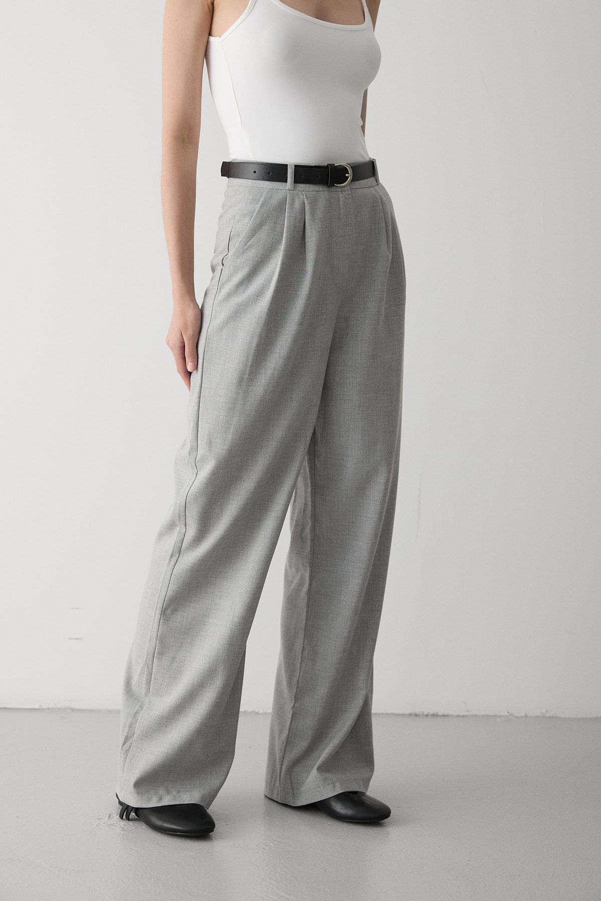 My Blog  Gri İdole Kemerli Palazzo Pantolon - 3510 - Görsel 3