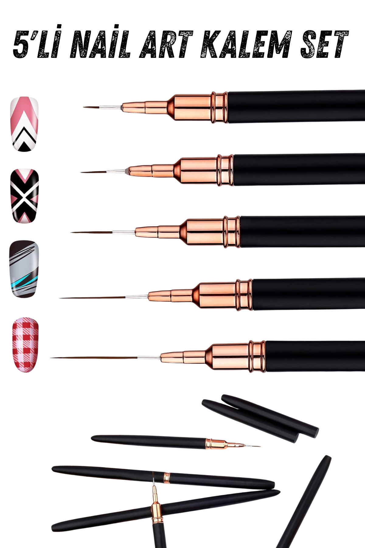 Beyaz Reng Ellisan Nail Art Çizim ve Desen Fırça Kalem Seti beyaz reng - Fiyatı ...