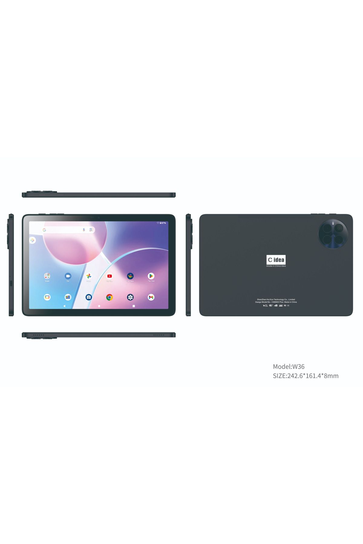 CIDEA-CM8800 Plus 10.1" Smart Tablet PC – Android, Quad Core, Dual Camera, WiFi 1