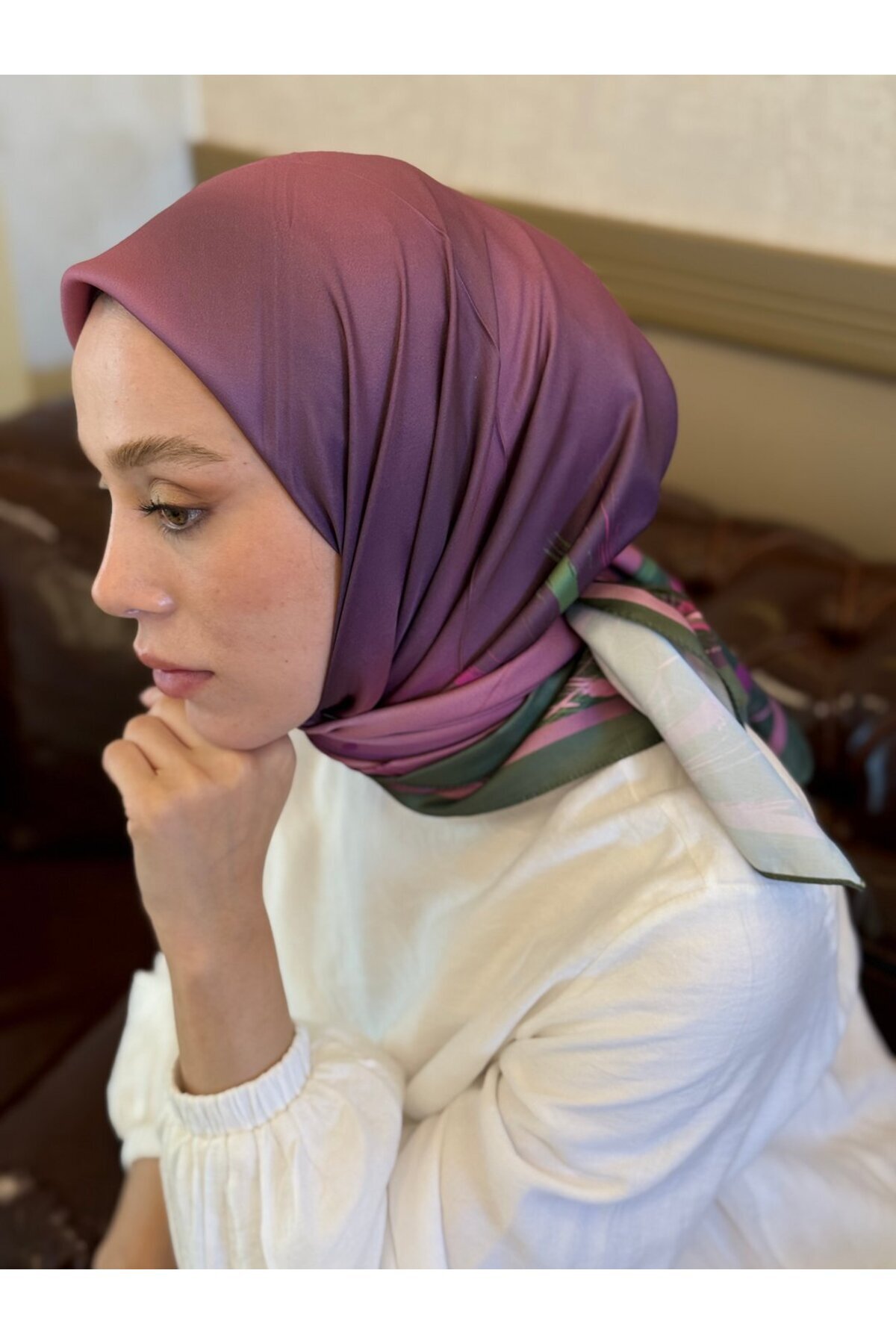 Modakaşmir-Linea Pattern Twill Scarf 3