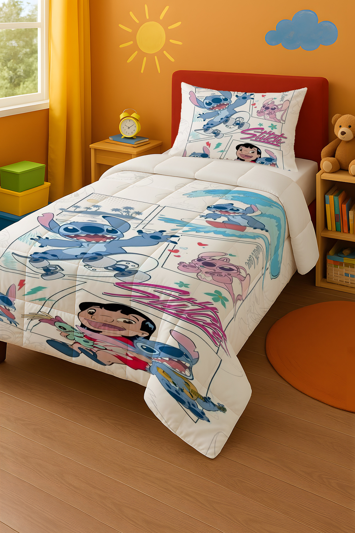 Viadela Stitch Tek Kişilik Yorgan ve Yastık Kılıfı