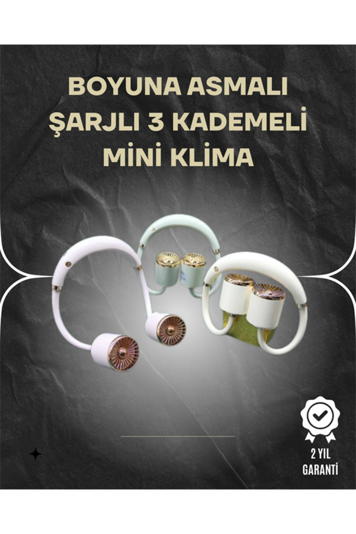 UCUZTEKNO Asılabilir Mini Boyun Fanı | 1000mAh Şarjlı, Turbo Güçlü Rüzgar