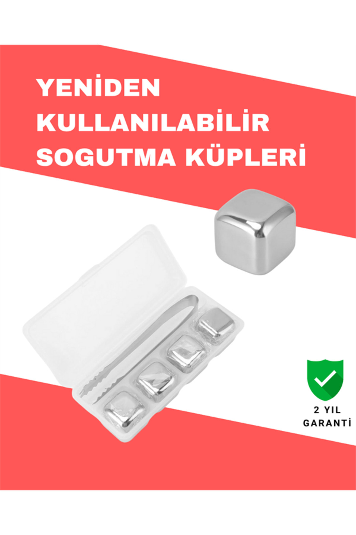 FrereConception Hızlı Soğutma Özellikli Paslanmaz Metal Buz Küpü Takımı