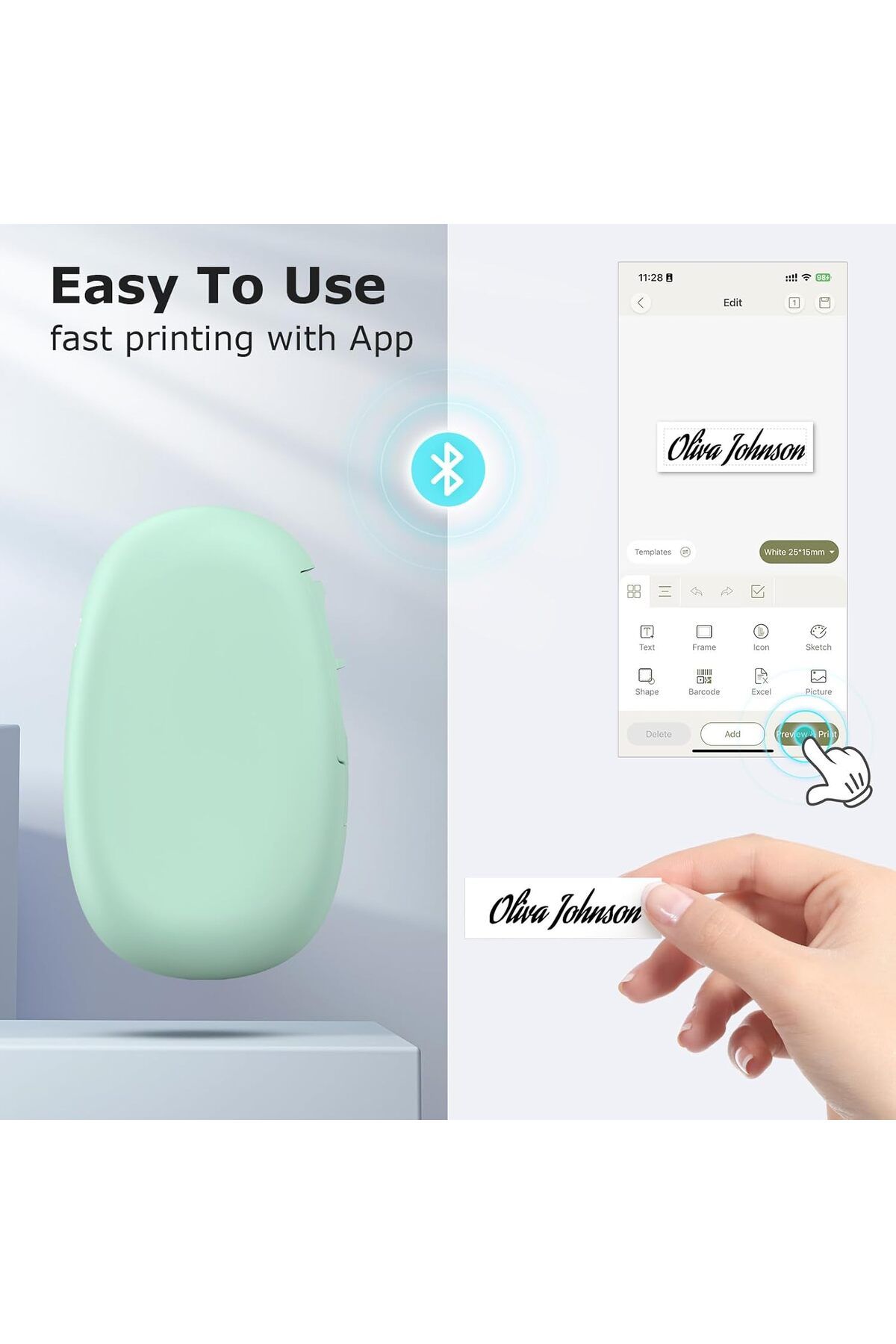 SUPVAN-E10 Bluetooth Label Maker Machine with Continuous Waterproof Label, Portable Inkless Label Pr 5