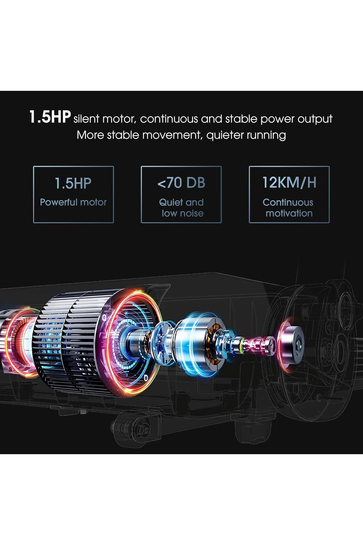 سير كهربائي منزلي قابل للطي موديل 6069A | شاشة لمس | 12 برنامج | يتحمل حتى 90 كجم - 1.5 حصان